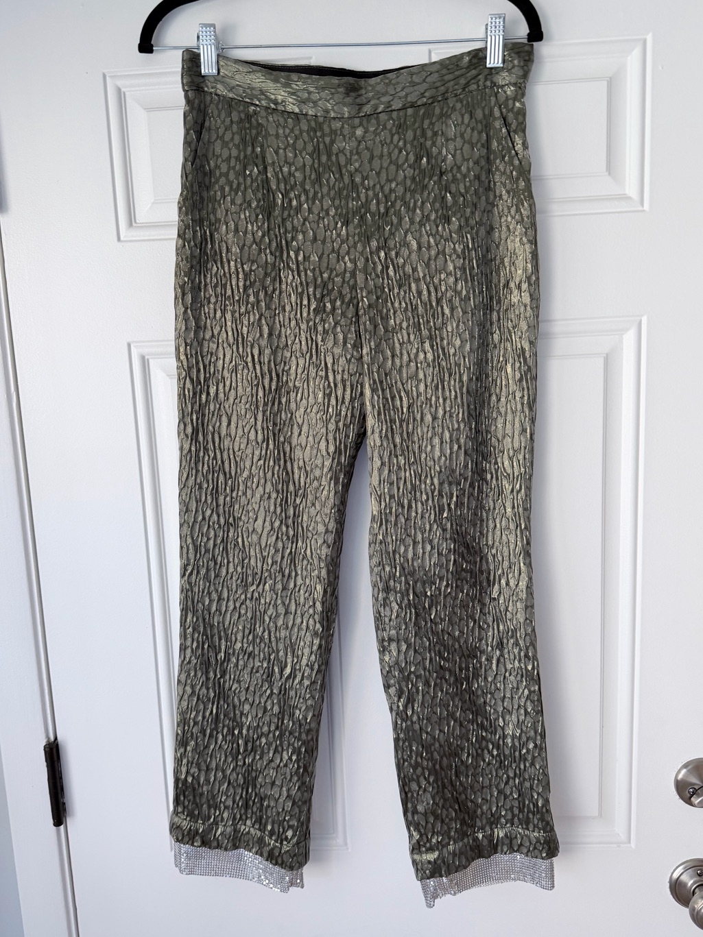 Nwt Rachel Comey Size 4 Zucar Pant Pants Metallic Gold Black Silk
